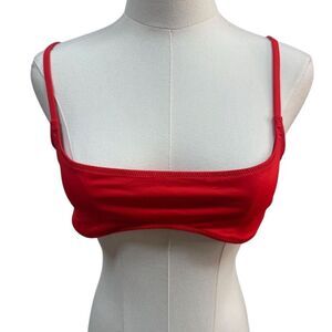 EUC Skims Women's Red Bikini Top M Adjustable Straps Tie-Back Closure